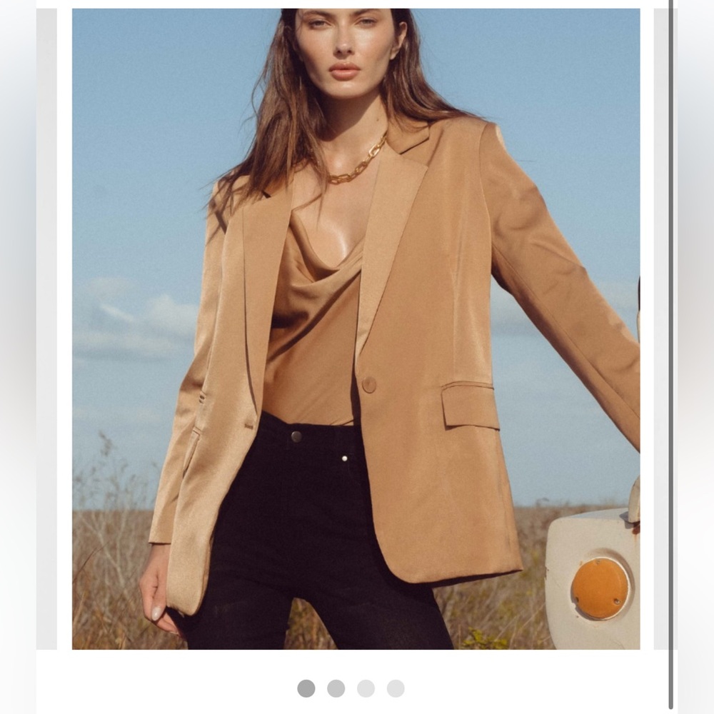 Elan gold brown satin blazer, medium, new with tags